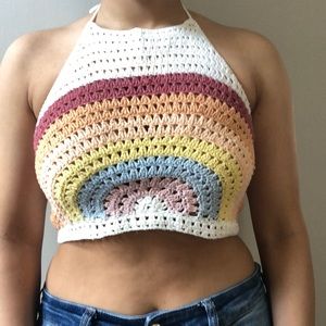 Crochet rainbow top
